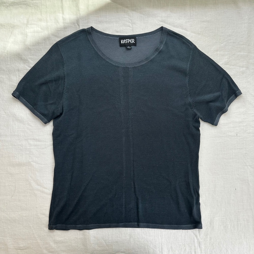 Vintage Kasper Knit Top Short Sleeve Casual Tee T-Shirt Women's Size 12 - Picture 6 of 13